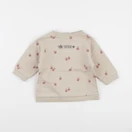 Vertbaudet - sweat beige, rose - 9 mois