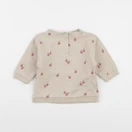 Vertbaudet - sweat beige, rose - 9 mois