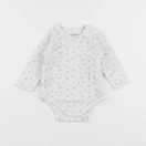 Vertbaudet - body blanc, rose - 9 mois