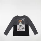 IKKS - tee-shirt gris, noir - 10 ans
