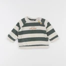 Vertbaudet - sweat beige, vert - 6 mois