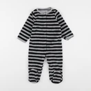 Vertbaudet - pyjama velours noir, gris - 9 mois
