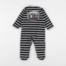 Vertbaudet - pyjama velours noir, gris - 9 mois