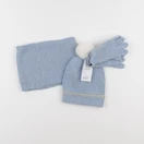 Vertbaudet - ensemble bonnet/moufles/tour de cou bleu - 4/6 ans