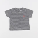 Petit Bateau - tee-shirt blanc, bleu - 6 mois