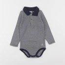 Petit Bateau - body à col blanc, bleu - 18 mois