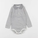Petit Bateau - body à col blanc, gris - 18 mois