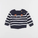 Vertbaudet - pull bleu, blanc - 1 mois