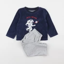 Vertbaudet - pyjama velours bleu, gris - 2 ans