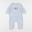 Vertbaudet - pyjama velours gris, bleu - 9 mois