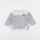 Vertbaudet - pull blanc, bleu - 9 mois
