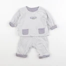 Vertbaudet - pyjama coton violet, blanc - 9 mois