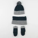 Vertbaudet - ensemble bonnet/moufles/tour de cou vert, gris - 8/10 ans