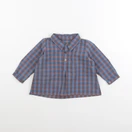 Bonnet à Pompon - chemise bleu, marron - 6 mois