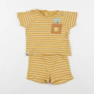 Vertbaudet - pyjama coton jaune, blanc - 9 mois