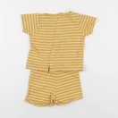 Vertbaudet - pyjama coton jaune, blanc - 9 mois