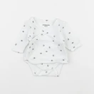 Vertbaudet - body blanc, gris - 0 mois