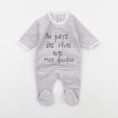 Vertbaudet - pyjama velours blanc, violet - 1 mois