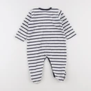 Petit Bateau - pyjama velours blanc, gris - 12 mois