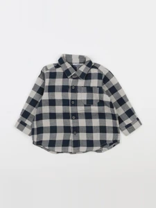 Petit Bateau - chemise bleu, beige - 12 mois