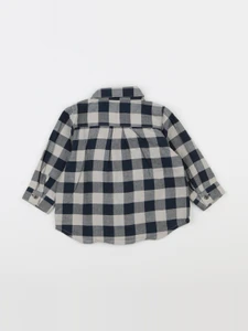 Petit Bateau - chemise bleu, beige - 12 mois