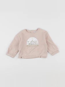 Vertbaudet - sweat rose - 9 mois