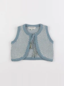Petite Lucette - gilet bleu, blanc - 6 mois