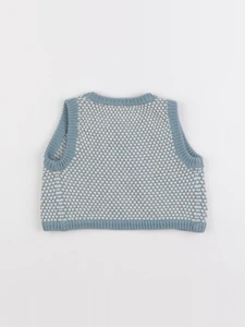 Petite Lucette - gilet bleu, blanc - 6 mois