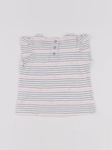 Tape à l'oeil - tee-shirt blanc, bleu - 6 mois