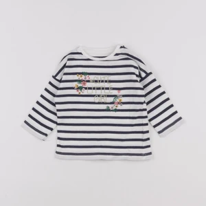 Vertbaudet - tee-shirt blanc, bleu - 3 mois