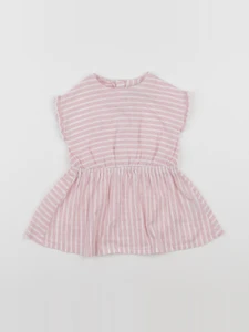 Cyrillus - robe blanc, rose - 6 mois