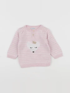 Vertbaudet - pull blanc, rose - 6 mois