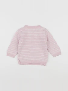Vertbaudet - pull blanc, rose - 6 mois