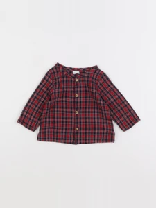 H&M - chemise bleu, rouge - 1/3 mois