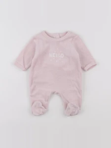 Vertbaudet - pyjama velours rose - 0 mois
