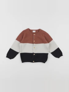 H&M - gilet marron, gris - 6/9 mois
