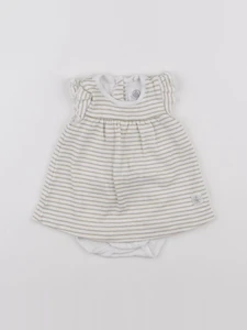 Petit Bateau - body robe blanc, or - 1 mois