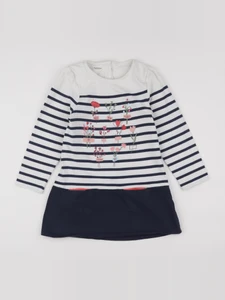 Vertbaudet - robe blanc, bleu - 10 ans