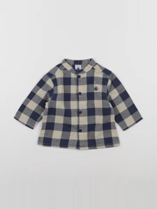 Petit Bateau - chemise beige, bleu - 12 mois
