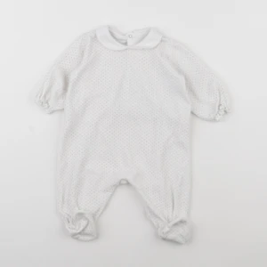 Petit Bateau - pyjama velours blanc - 6 mois