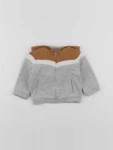 Vertbaudet - sweat gris, marron - 9 mois