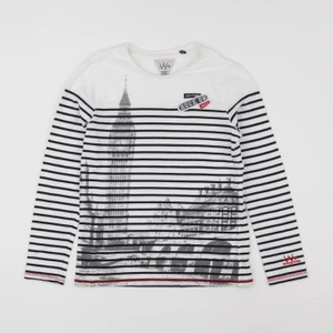 IKKS - tee-shirt blanc, bleu - 10 ans