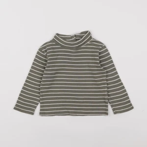Vertbaudet - sous-pull vert, blanc - 2 ans