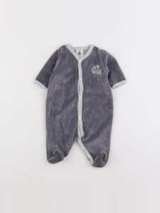 Petit Bateau - pyjama velours gris - 0 mois