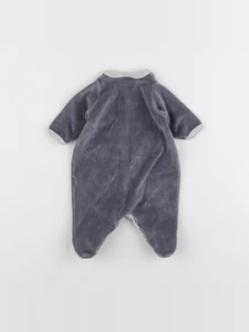 Petit Bateau - pyjama velours gris - 0 mois