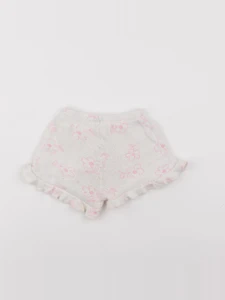 Zara - pantalon blanc, rose - 9/12 mois