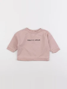 Vertbaudet - sweat rose - 9 mois