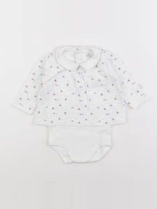 Petit Bateau - body à col bleu - 6 mois