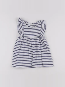 Vertbaudet - robe blanc, bleu - 9 mois