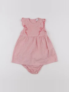 Cadet Rousselle - robe blanc, rose - 6 mois